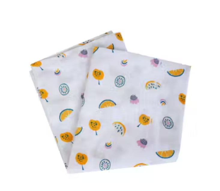 Pack of 2 Cotton Muslin Baby Swaddles – Soft Floral Wraps for Newborns